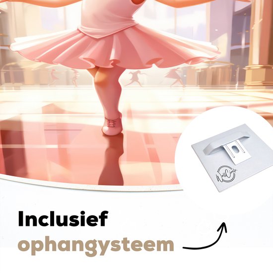 Muurcirkel kinderkamer - Wandcirkel ballerina - Meisjes - Kinderen - Schilderij rond - Meisjeskamer - Muurdecoratie rond - Ronde wanddecoratie - 150x150 cm - Ronde schilderijen - Wandcirkel - Muurcirkel binnen