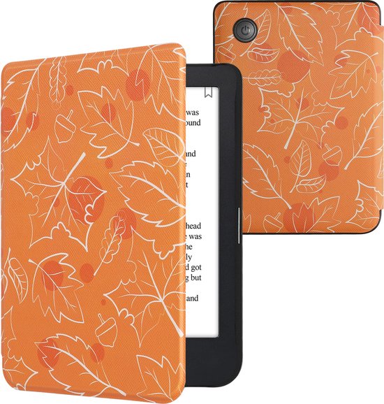 kwmobile hoes geschikt voor Kobo Clara 2E - Magnetische sluiting - E reader cover in wit / oranje / bruin - Herfst design