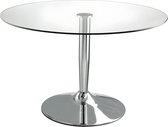 Table à manger ronde NOLAN - Verre trempé et métal chromé L 110 cm x H 76 cm x P 110 cm