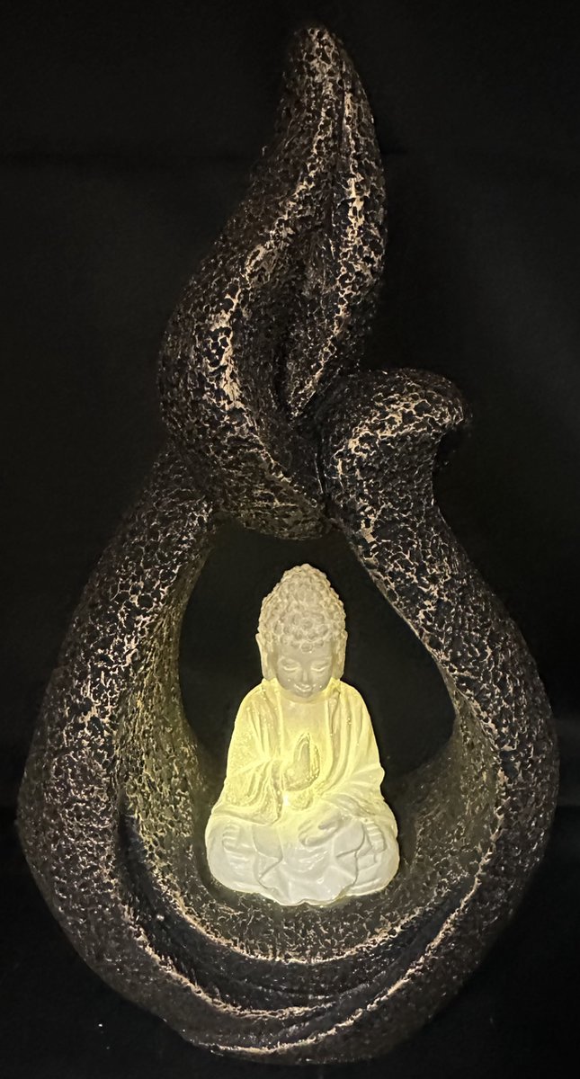 Impuls Polyresin solarlamp zittende boeddha model 3 brons kleurig- met 1 LED Staand model hoogte 14.5 x 6 x 15 cm Tuindecoratie Tuinverlichting