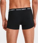 Zwarte Jack & Jones trunks, achterkant met wit logo op de band.
