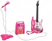 Ariko Elektrische gitaar speelgoed set met Microfoon en Amp versterker - Roze