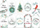 Kerst cadeaulabels - naamlabels - labels karton - kerstcadeau - kerstkado - witte Kerst - 20 stuks incl. touw