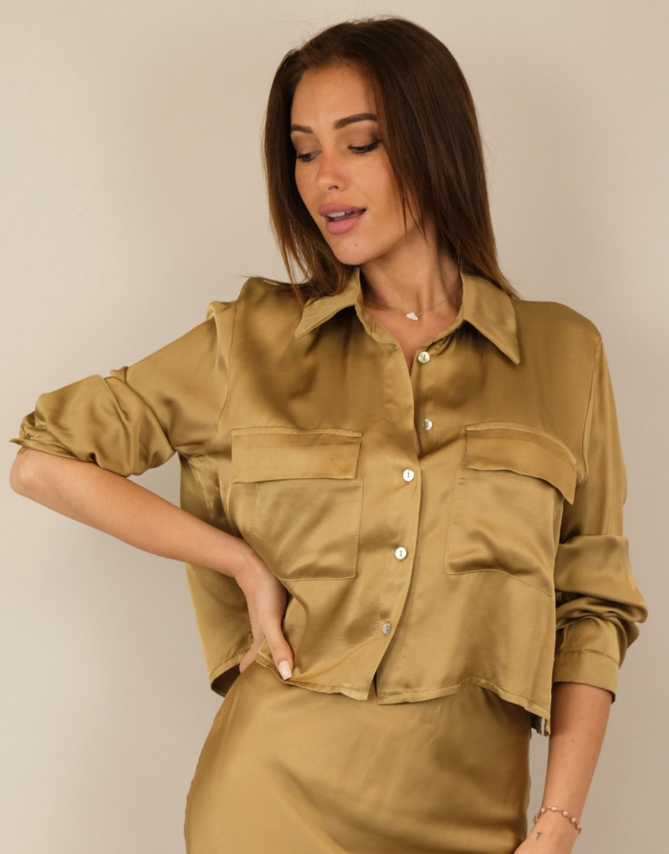 Yommay Dames chiffon blouse dames tops elegant casual losse 3/4 ruches split mouw V-hals zomer blouse T-shirts, koningsblauw, S