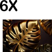 BWK Textiele Placemat - Gouden Bladeren op Donkere Achtergrond - Set van 6 Placemats - 45x30 cm - Polyester Stof - Afneembaar