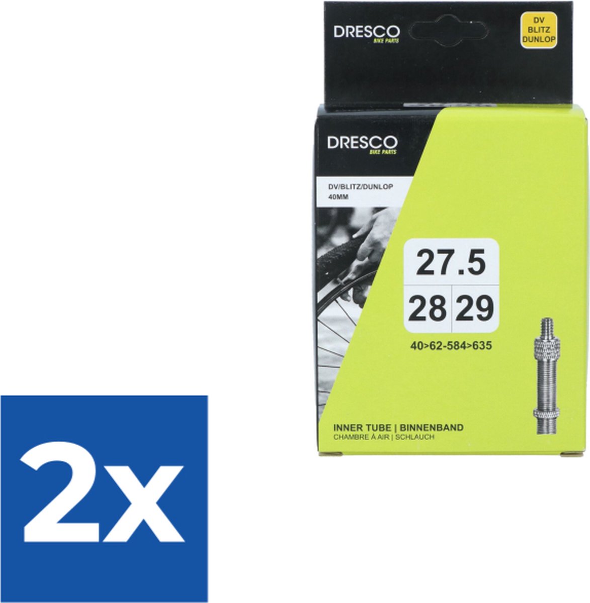 Dresco Binnenband 27.5/28/29 (40/62-584-635) Dunlop 40mm - Voordeelverpakking 2 stuks