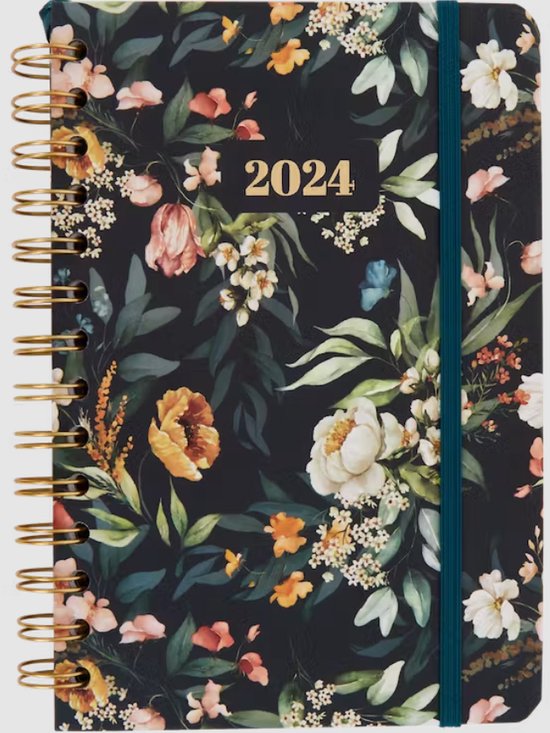 Agenda Sigel 2024 - Jolie Inspire - A5 - 7 jours/2 pages - spirale -  feuilles glamour
