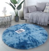 Zacht tapijt, rond, pluizig antislip tapijt, moderne wooncultuur, woonkamer, slaapkamer, kinderkamer, woonkamer (120 x 120 cm, blauw)