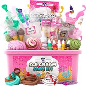 Fluffy Ice Cream Shop-slijmset voor meisjes Alles in één doos om het perfecte ijsslijm te maken - Maak pluizig, boter-, wolken- en schuimslijm! Eén set voor urenlang speelplezier