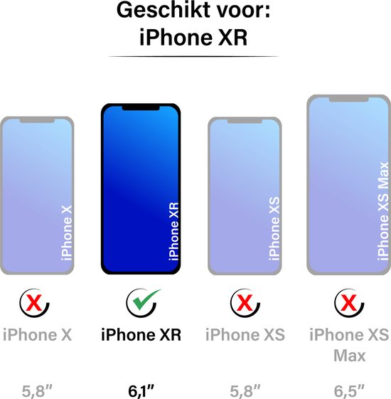 Étui adapté pour iPhone XR - Bookcase - Porte-cartes - Cordon - Simili cuir - Zwart