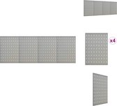 vidaXL Panneaux à outils muraux - Acier Grijs - 160 x 58 x 1 cm - 40 x 58 x 1 cm - 0,5 cm d'épaisseur - Mur à outils