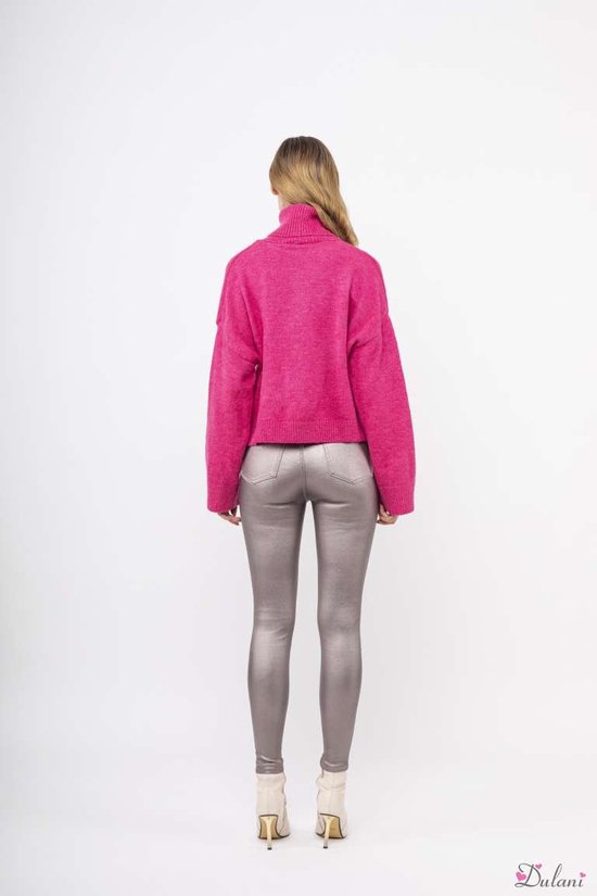 Pantalon Toxik3 taille haute skinny aspect cuir argent