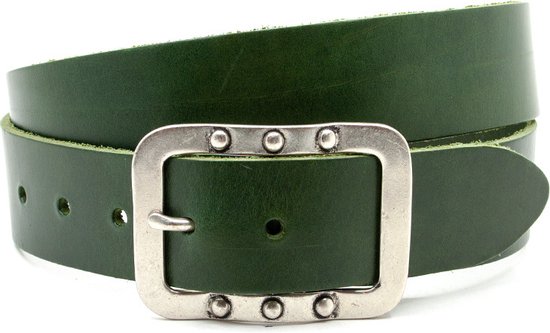 Thimbly Belts Dames riem groen - dames riem - 4 cm breed - Groen - Echt Leer - Taille: 90cm - Totale lengte riem: 105cm