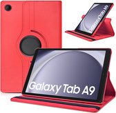 Hoes Geschikt voor Samsung Galaxy Tab A9 hoes – 360° draaibaar tablethoes – Rood