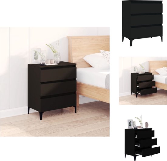 vidaXL Dressoir Zwart eiken 35 x 60 x 70 cm Bewerkt hout