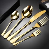 Gouden bestekset 20-delig, goudkleurig met mes, lepel, vork, service voor 4 personen, het bestek kan in de vaatwasser worden gewassen, ideaal voor dagelijks gebruik thuis