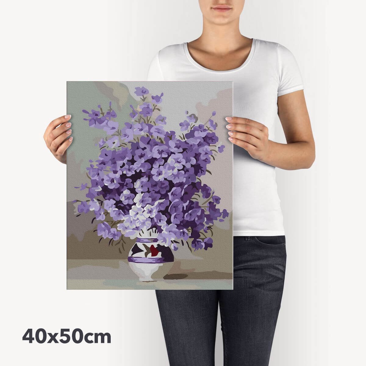 Schilderen Op Nummer Volwassenen DIY Paint By Number Compleet Hobby Pakket op Frame met Vernis - ®Arty Bee - Bloemen Trio - 3x40x50cm — afbeelding 5