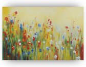 Bloemenveld schilderij - Bloemen wanddecoratie - Plexiglas - Schilderijen bloemenvelden - Abstracte wanddecoratie - Veld met bloemen - 150 x 100 cm 5mm
