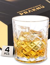 Whisky glazen set van 4 met geschenkdoos - elegant kristalglas 300 ml - whiskyglas om cadeau te geven