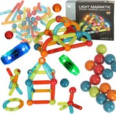 Playos® - Tiges magnétiques - 52 pièces - avec Siècle des Lumières LED - Jouets de construction - Jouets STEM - Jouets Montessori - Blocs de construction magnétiques - Jouets de construction - Jouets Éducatif