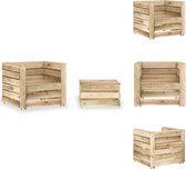 vidaXL Pallet loungeset - Geïmpregneerd grenenhout - 77 x 70 x 66 cm - Groen geïmpregneerd - Tuinbank