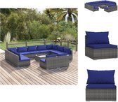 vidaXL Loungeset - Grijs - PE-rattan - Modulair Design - Comfortabele kussens - Tuinset