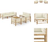 vidaXL Bamboe Loungehoek - Lounge Set - 65 x 70 x 60 cm - Modulair ontwerp - Lichtgewicht constructie - Crèmewit kussen - Montage vereist - vidaXL - Tuinset