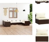 vidaXL Poly Rattan Tuinset - Modulair Design - Bruin - Hoogwaardig Materiaal - Stevig Frame - Comfortabele Kussens - Tuinset