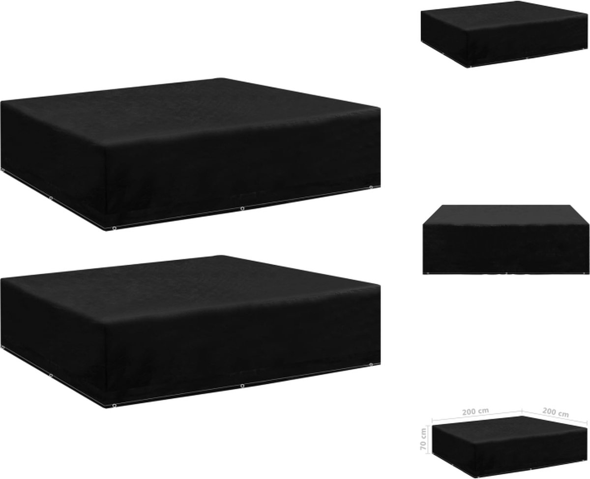 VidaXL Tuinmeubelhoesset Rattan Zwart 200 x 200 x 70 cm Water- en UV-bestendig Tuinmeubelhoes