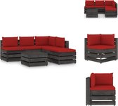 vidaXL Pallet Loungeset - Hoekbank - Grenenhout - 69 x 70 x 66 cm - Rood - Tuinset