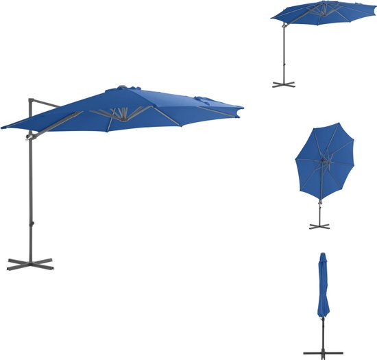 Foto: Vidaxl hangende parasol azuurblauw 300 x 255 cm uv beschermend polyester parasol