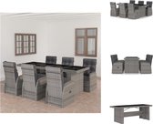 vidaXL Complete Dining Set - Poly Rattan - Grey - 240x90x74cm - Adjustable Chairs - Tuinset