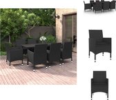 vidaXL Eethoek zwart PE-rattan - 200x100x74 cm - Weerbestendig - Tuinset