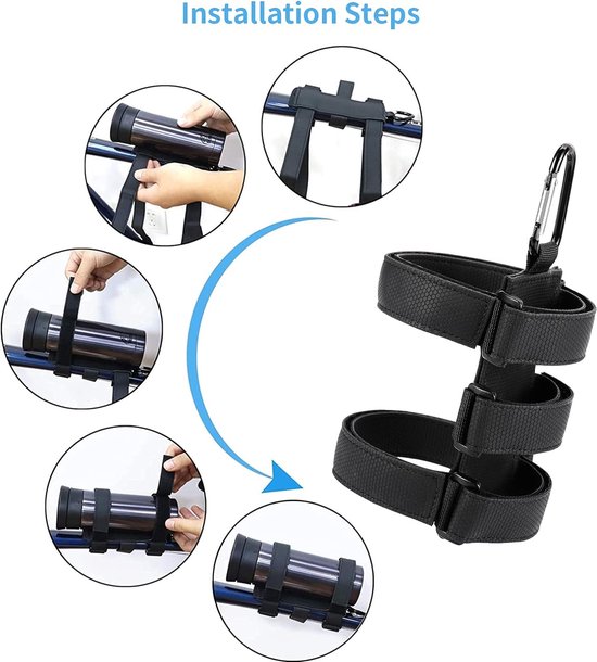Fiets flessenhouder met isolatie - universele bekerhouder voor 1,5 - 2,3 inch stuur - houder voor waterflessen, bekers, thermobeker - voor fiets, rolstoel, kinderwagen, e-scooter - zwart