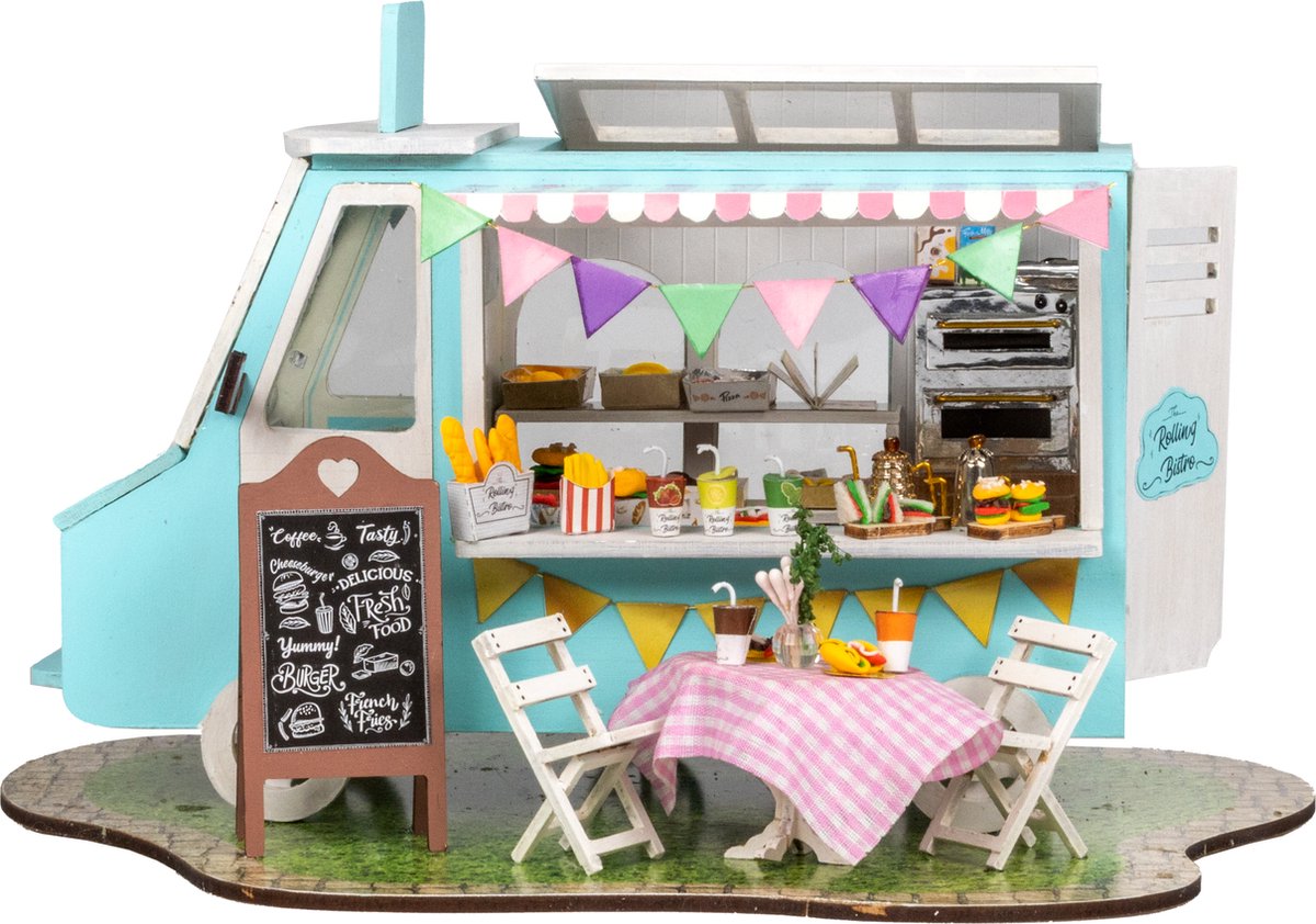 Miniatuur Bouwpakket M Volwassenen - Hout - DIY Poppenhuis - Bouwpakketten - Rolling Bistro - Crafts&Co — afbeelding 4
