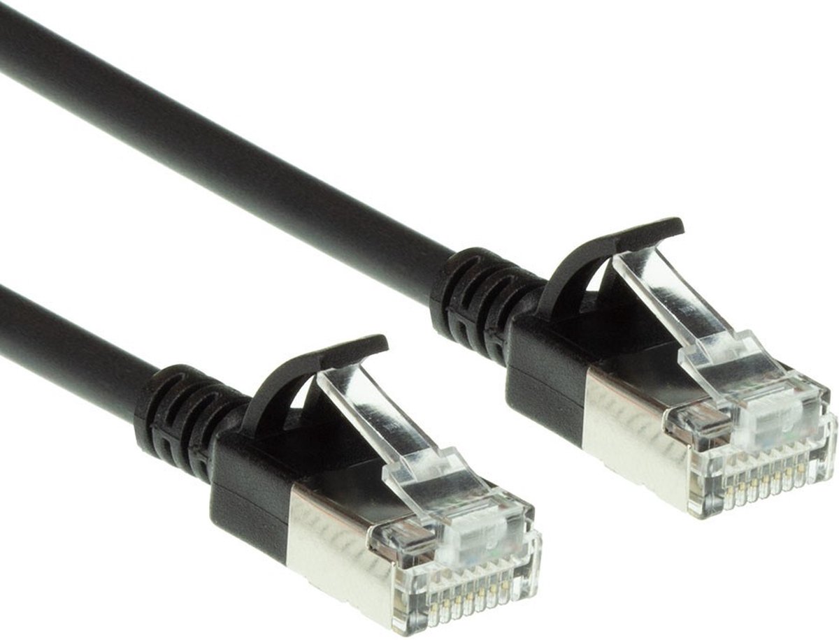 Image of ACT Zwarte 3 meter LSZH U/FTP CAT6A datacenter slimline patchkabel snagless met RJ45 connectoren DC7903