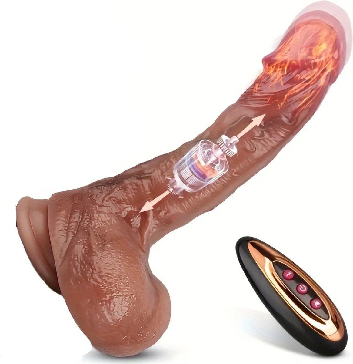 Livano Stotende Dildo - Stotende Vibrator - Bewegende Dildo - Stotende Buttplug - Voor Mannen - Thrusting Dildo - Verwarmde Dildo - Bruin