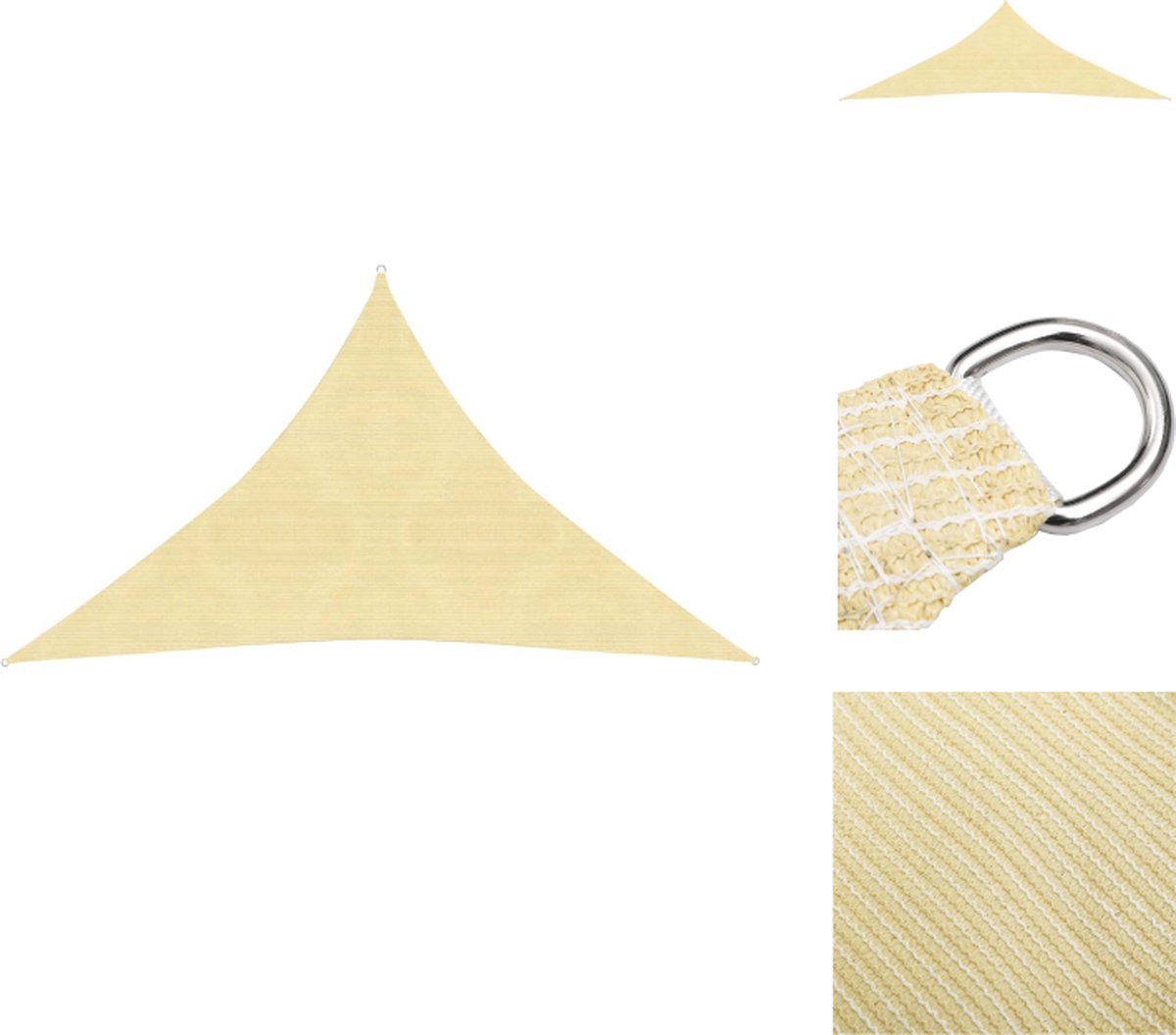 VidaXL Schaduwdoek HDPE Beige 3.5 x 3.5 x 4.9 m Driehoekig Parasol
