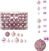 vidaXL Kerstballenset - Roze - Kunststof - 32x3 cm - 36x4 cm - 32x6 cm - Kerstbalhaakjes