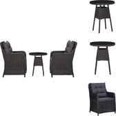 vidaXL poly rattan stoelenset - zwart en donkergrijs - stalen frame - weerbestendig - comfortabele zitkussens - afneembare kussenhoezen - Tuinstoel