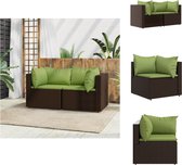 vidaXL Hoekbanken - Trendy tuinhoekbanken - Bruin - 63 x 63 x 57.5 cm - Weerbestendig - Stevig frame - Modulair ontwerp - Comfortabele zitervaring - Inclusief handleiding - PE-rattan en stof (100% polyester) - Verstelbare poten | vidaXL - Loungebank