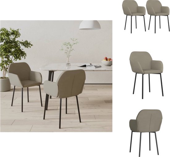 vidaXL Chaise de salle à manger - Velours gris clair - 54 x 59 x 76 cm - Design ergonomique - Chaise de salle à manger