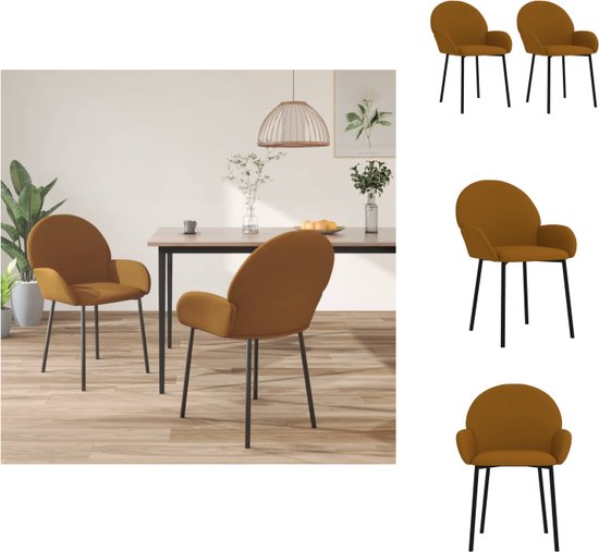 vidaXL Chaise de salle à manger Velours marron - 58 x 57 x 78,5 cm - Conception ergonomique et confortable - Structure en métal et contreplaqué - Chaise de salle à manger