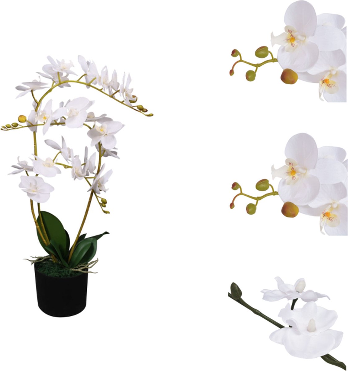 VidaXL Kunst Orchidee 65 cm Witte Bloemen Realistische Uitstraling Kunstplant