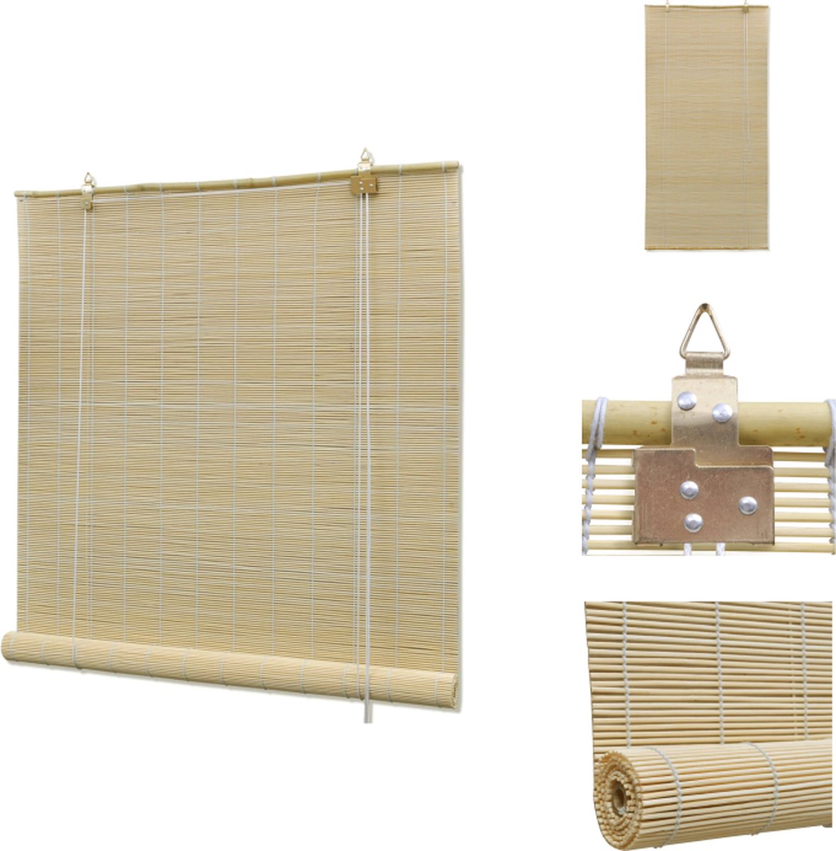 vidaXL Rolgordijn - Bamboe - 100 x 160 cm - Natuurlijke bamboekleur - Rolgordijn