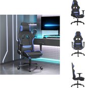 vidaXL Gamestoel - Ergonomisch - Massagefunctie - Verstelbaar - 360 graden draaibaar - Stevig frame - Zwart/Blauw - 64x60x127cm - Bureaustoel