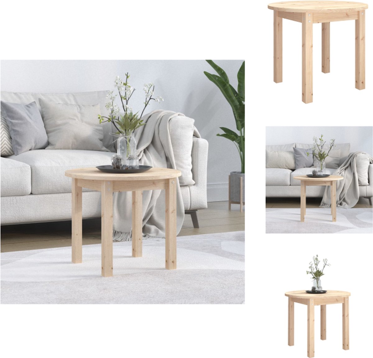 VidaXL Salontafel Grenenhout Ø 55 x 45 cm Rustieke uitstraling Tafel