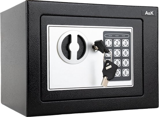 Coffre-fort HMF Pour Documents A4 - Verrou électronique Et Clé De Secours - Dimensions 32,5x25,5x12,5cm