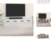 vidaXL Wandkast - Hoogglans wit - bewerkt hout - 80 x 35 x 36.5 cm - Kast