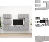 vidaXL TV-meubelset Hangend - Betongrijs - Spaanplaat - 80x30x30cm / 30.5x30x90cm / 60x30x30cm - Montage vereist - 6-delige - Kast